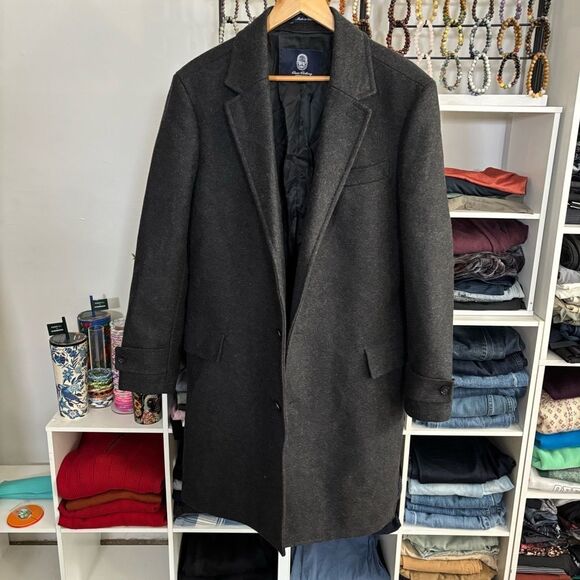 Men's Black Wool Overcoat men's large Twilight old money classic bloke-core - Picture 8 of 11